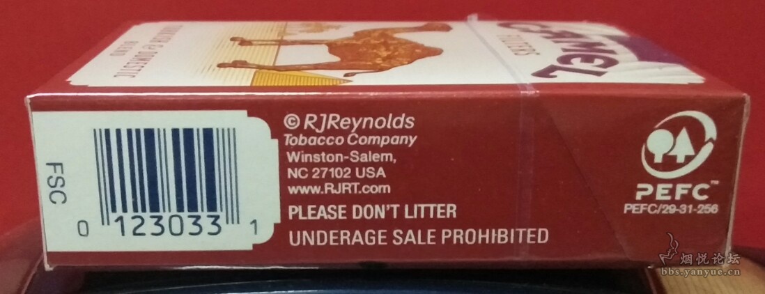 美国免税新版硬包黄骆驼香烟